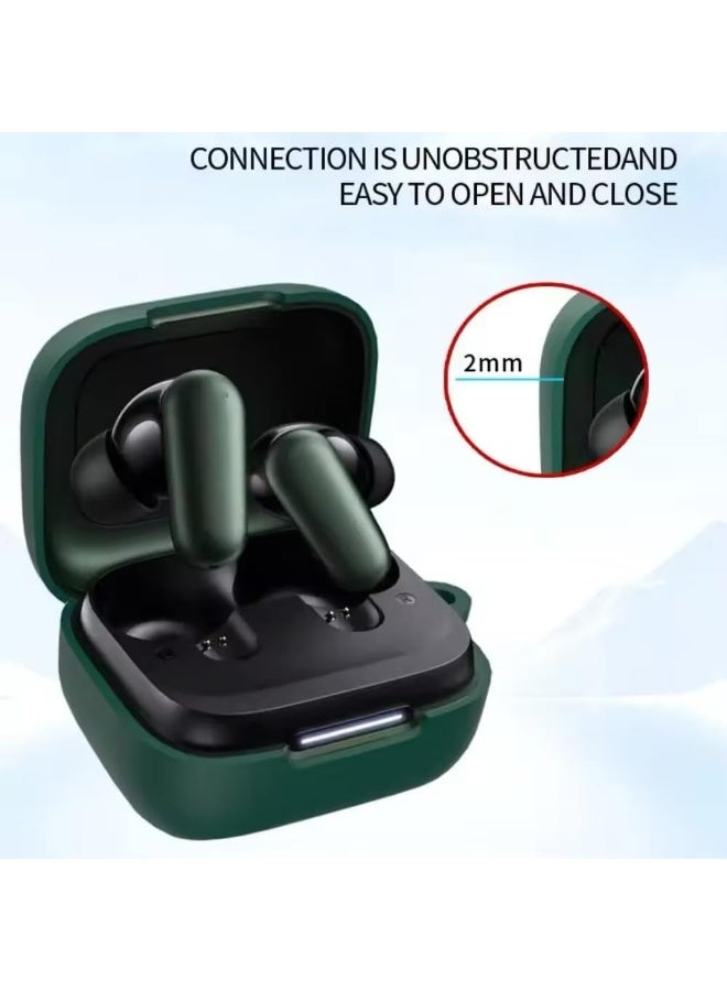 Compatible with Anker Soundcore R50i NC/Anker P30i Case Cover, Soft Silicone Shockproof Protective Case Wireless Earbuds with Carabiner, Front LED Visible (Grey) - Image 3